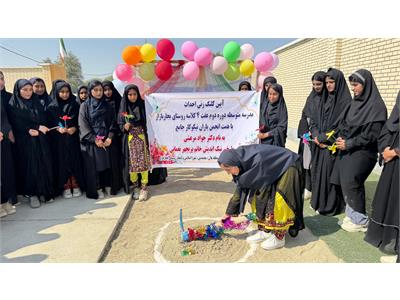 آیین کلنگ زنی دبیرستان دخترانه شماره 2 در روستای بجار بازار